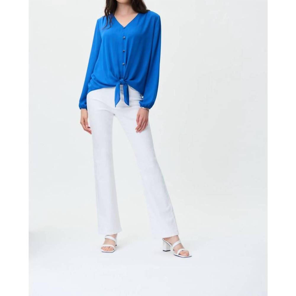 NEW JOSEPH RIBKOFF rib off long sleeve top in blue - Picture 5 of 5